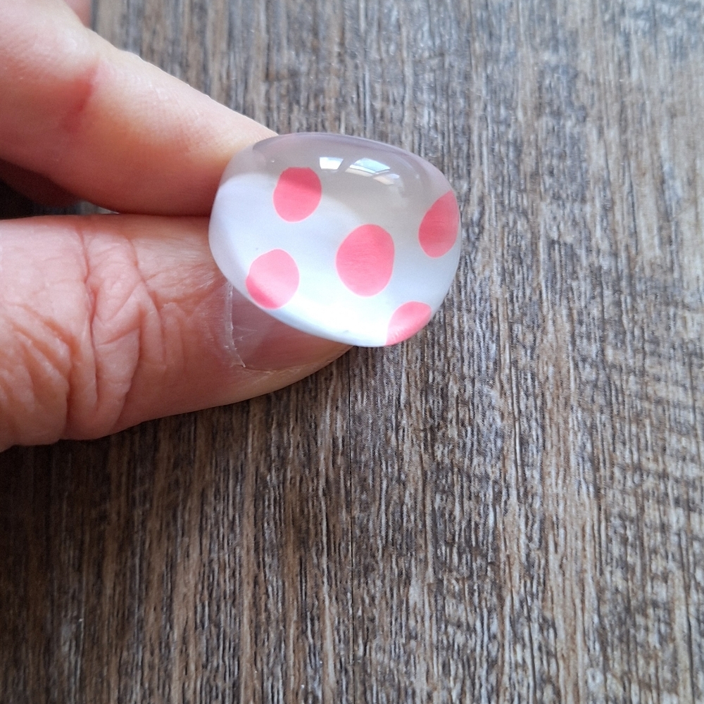 Clear and Pink Polka Dot Ring